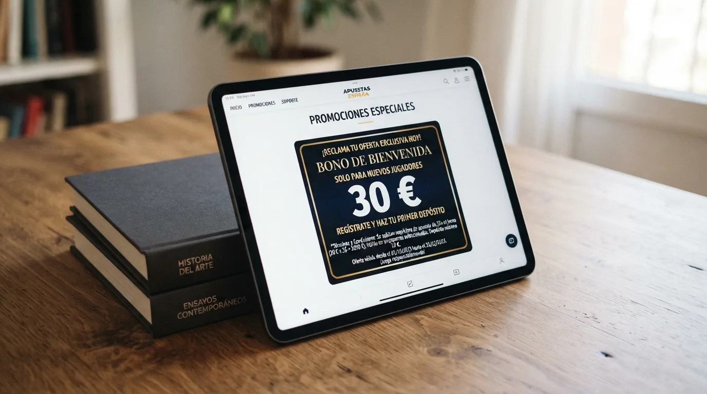 Sección de promociones de un casino online español donde se ve un bono sin depósito de 30€ con los términos de wagering y validez.