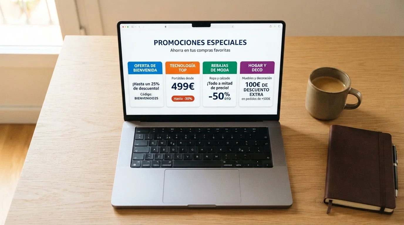 Sección de promociones de un casino online español con los bonos destacados en pantalla