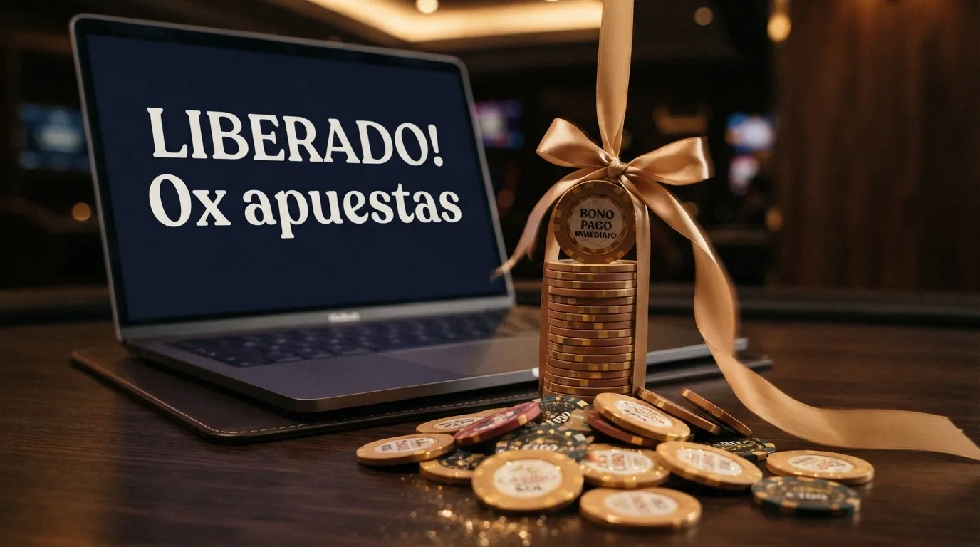 Un fajo de billetes con un lazo que se desata, dejando caer monedas de oro sobre una pantalla donde se lee «0x wagering» en tipografía de casino