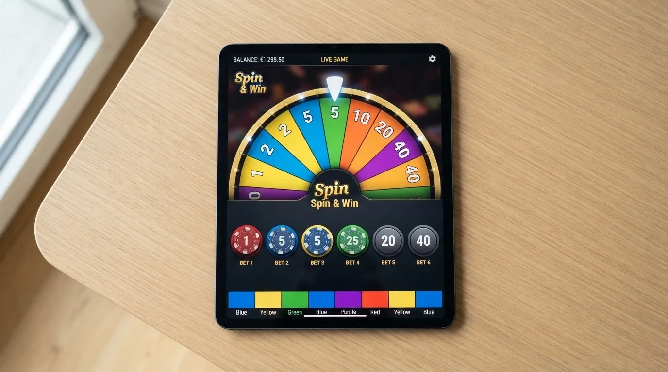 Interfaz de apuestas de Crazy Time con fichas repartidas entre varios segmentos de la rueda