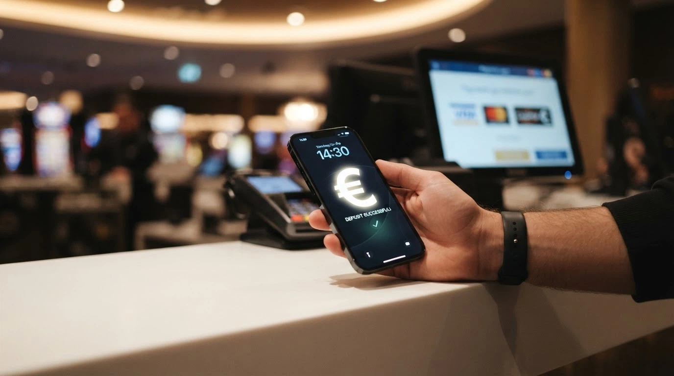 Proceso de depósito con Apple Pay en la pantalla de pago de un casino online
