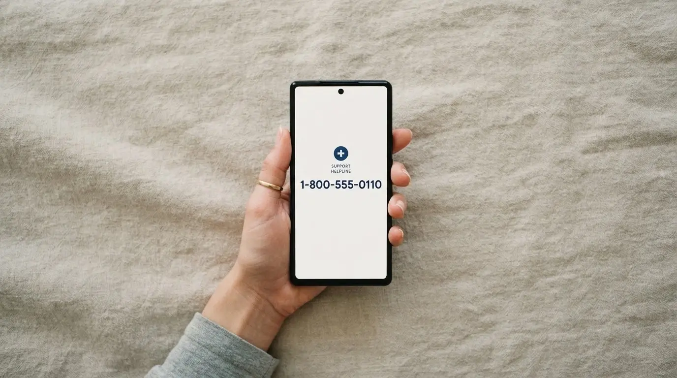 Un primer plano de un teléfono móvil con el número 900 533 025 en pantalla y el logotipo de FEJAR, sobre un fondo neutro y tranquilo