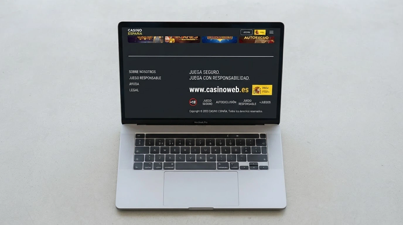 Pie de página de un casino online español donde se ven el logo de la DGOJ, el número de licencia y el dominio .es.