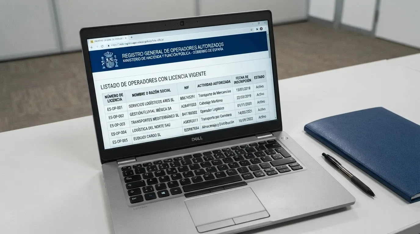 Pantalla del registro oficial de operadores de la DGOJ (ordenacionjuego.es) con el listado de operadores con licencia y el escudo del Ministerio